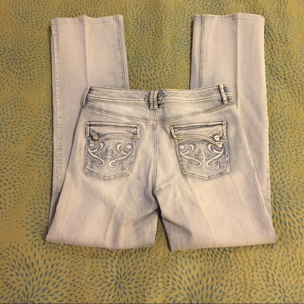 WHBM Light Denim Boot Leg Jeans with bling